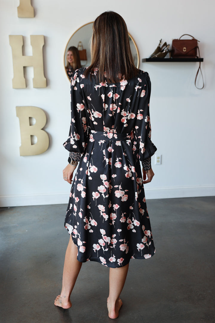 Mixed Print Button Down Dress