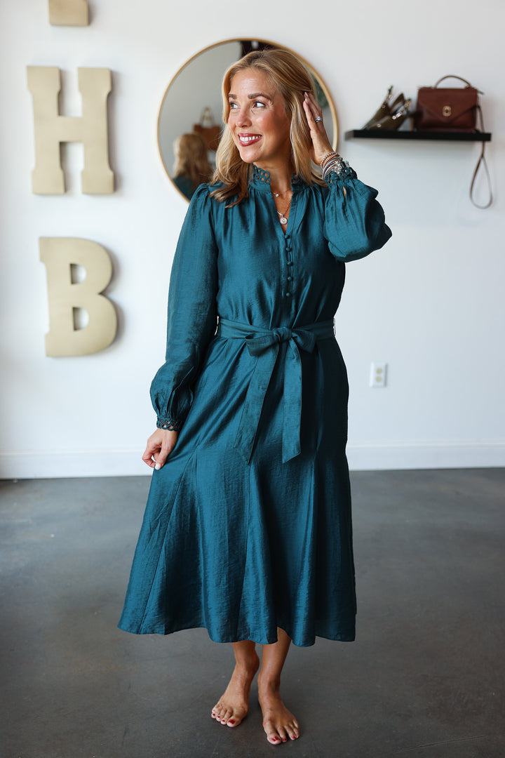 Embroidered Detail Dress - Dark Teal
