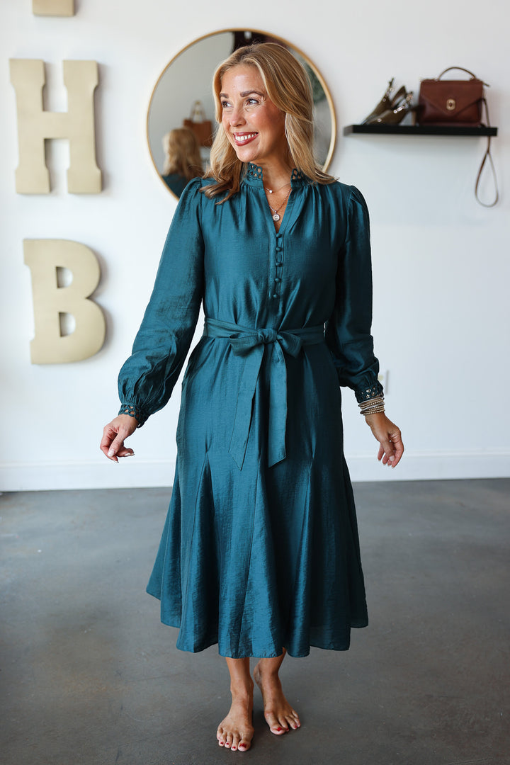Embroidered Detail Dress - Dark Teal