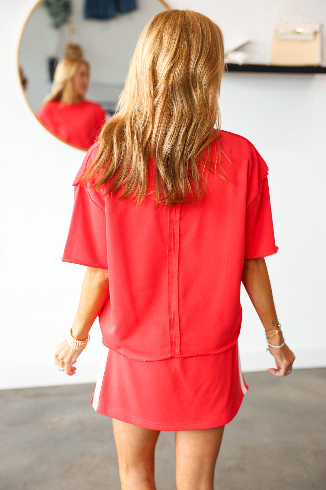 Side Stripe Skort - Red