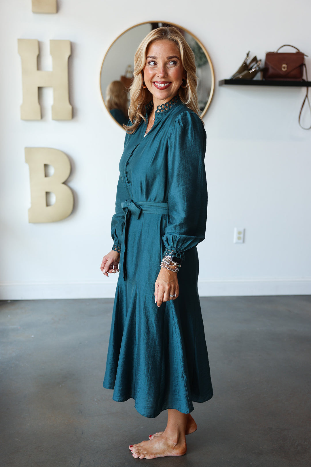 Embroidered Detail Dress - Dark Teal