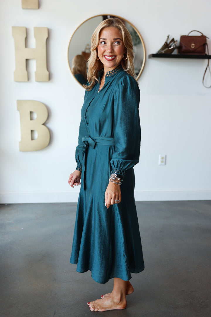 Embroidered Detail Dress - Dark Teal