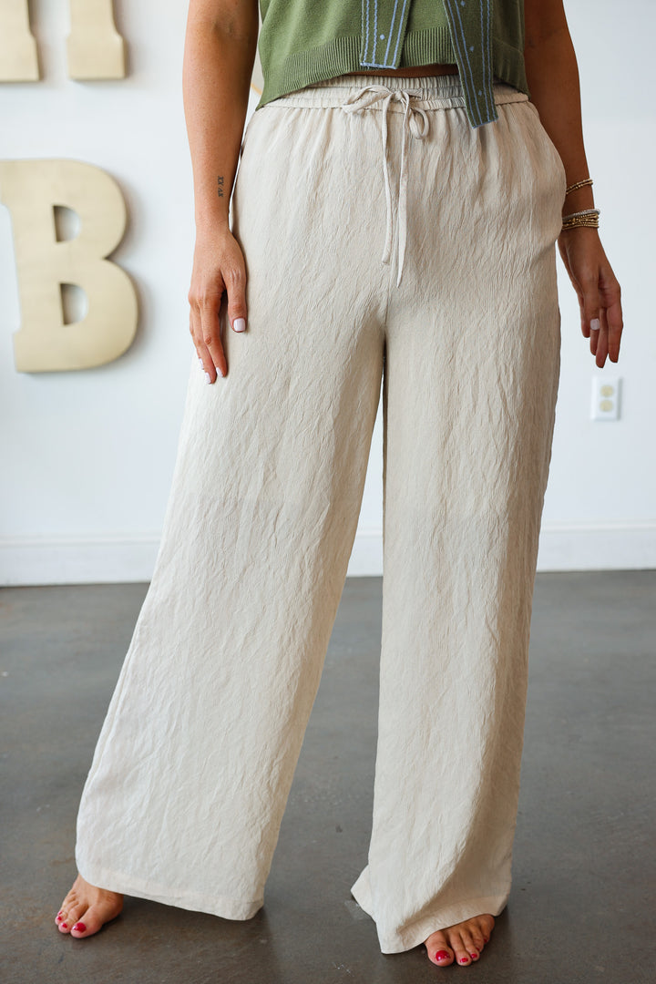 Elastic Waist Pants - Natural