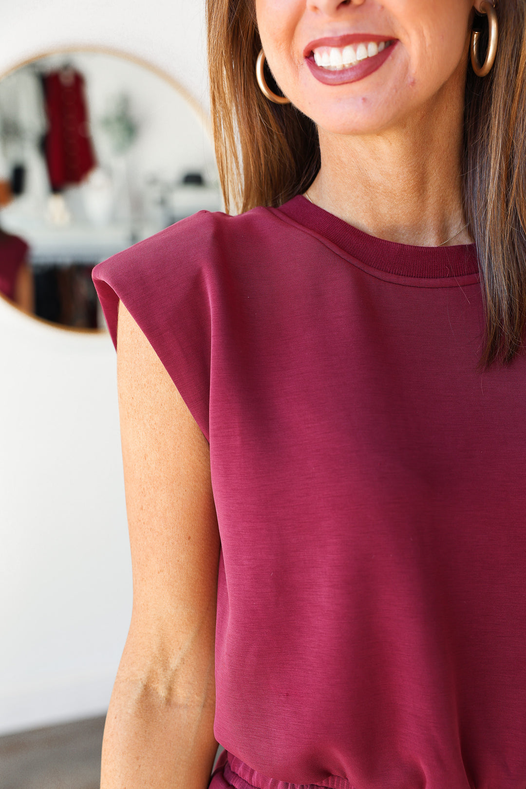 Soft Modal Tie Waist Jumpsuit - Burgundy