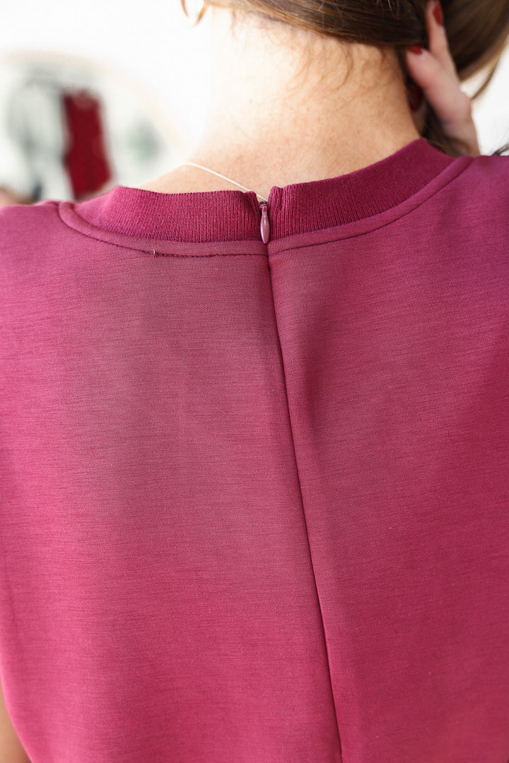 Soft Modal Tie Waist Jumpsuit - Burgundy