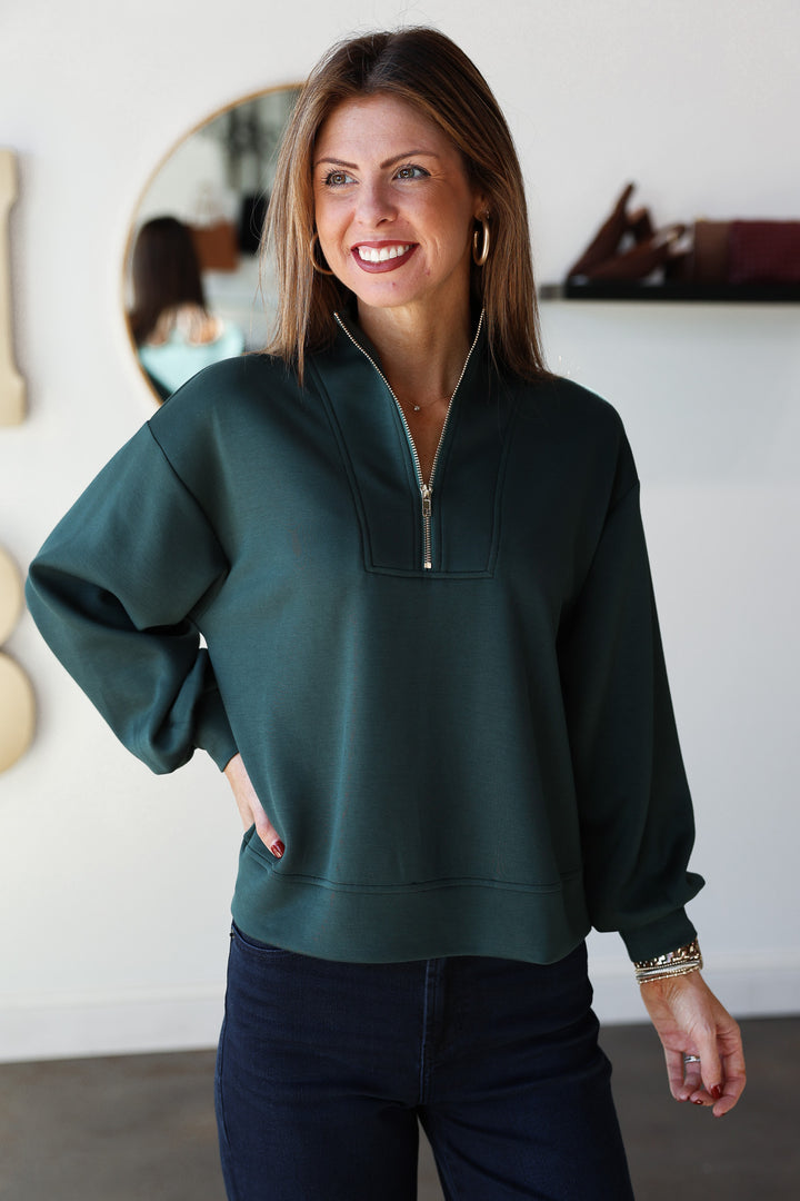 Quarter Zip Pullover - Hunter Green