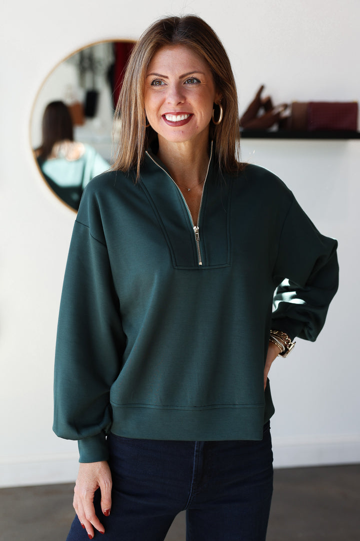 Quarter Zip Pullover - Hunter Green