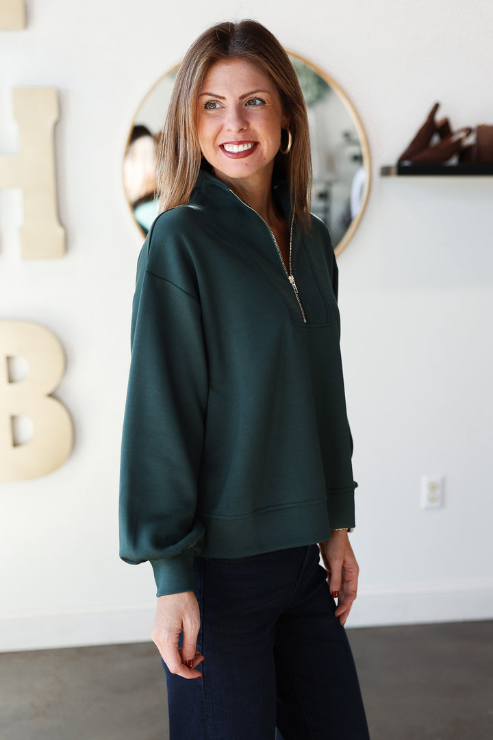 Quarter Zip Pullover - Hunter Green