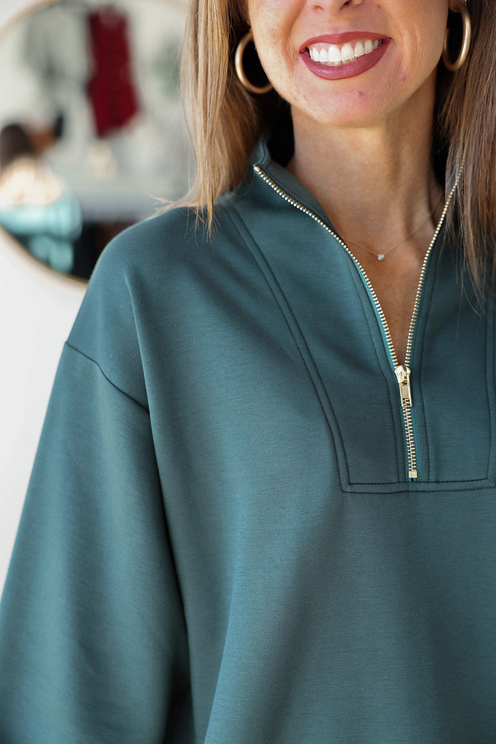 Quarter Zip Pullover - Hunter Green
