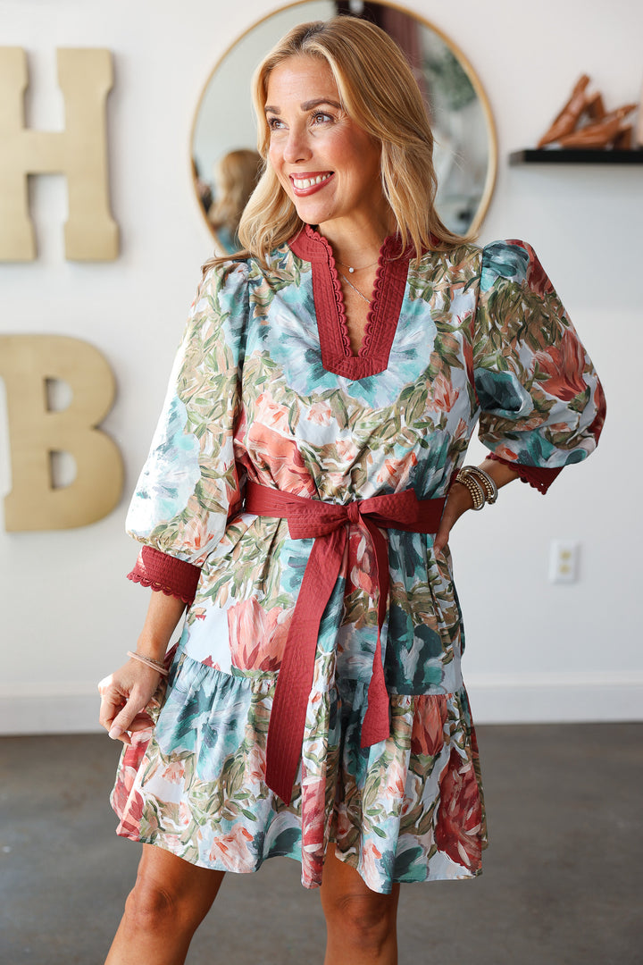 Tie Waist Floral Dress