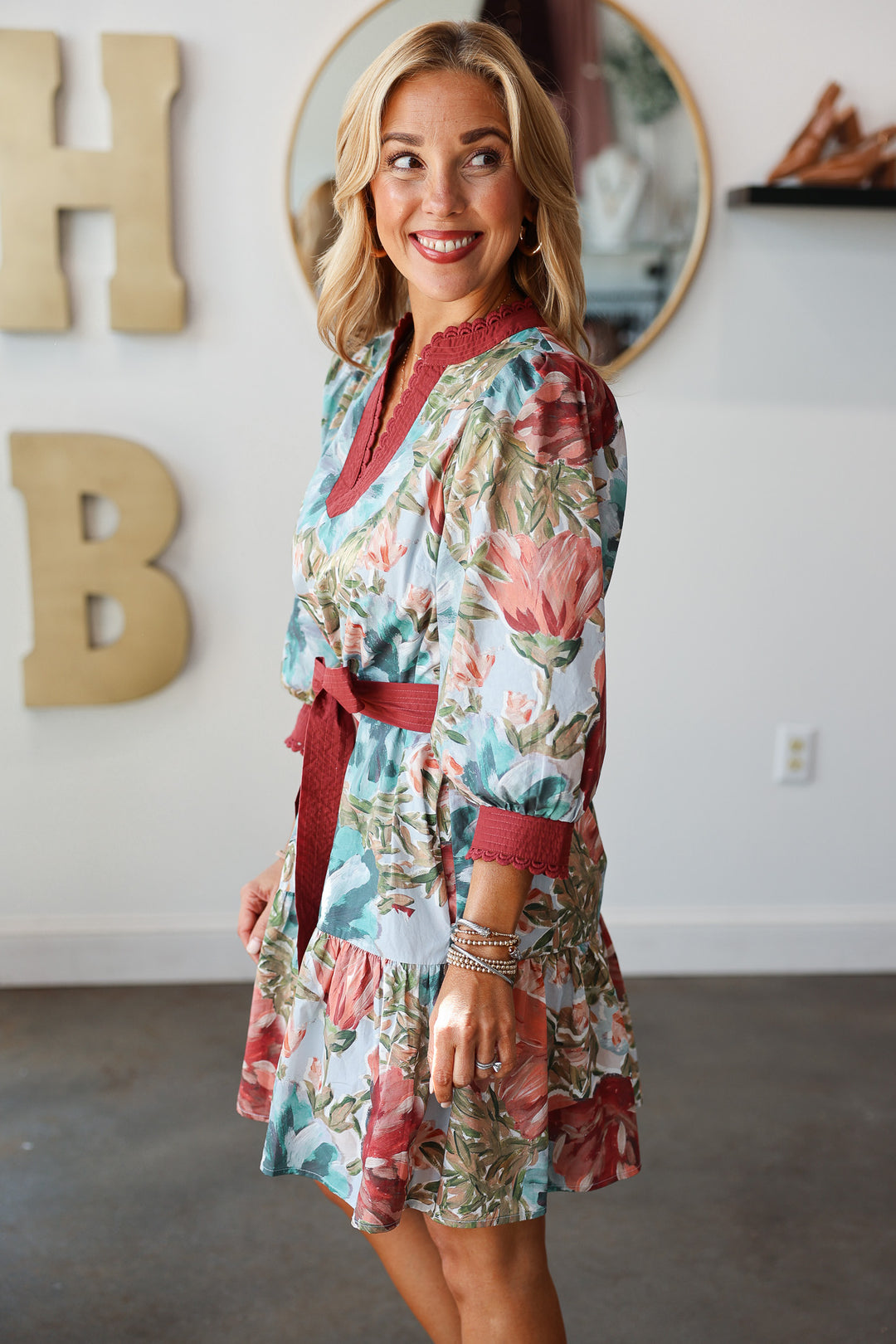 Tie Waist Floral Dress