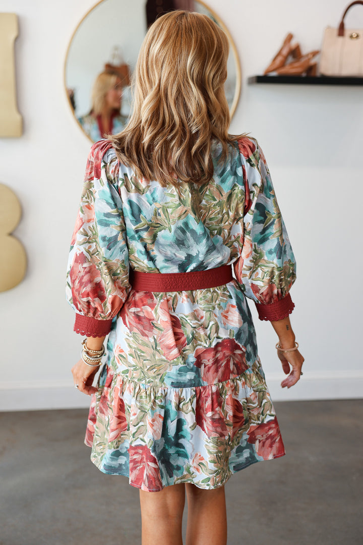 Tie Waist Floral Dress