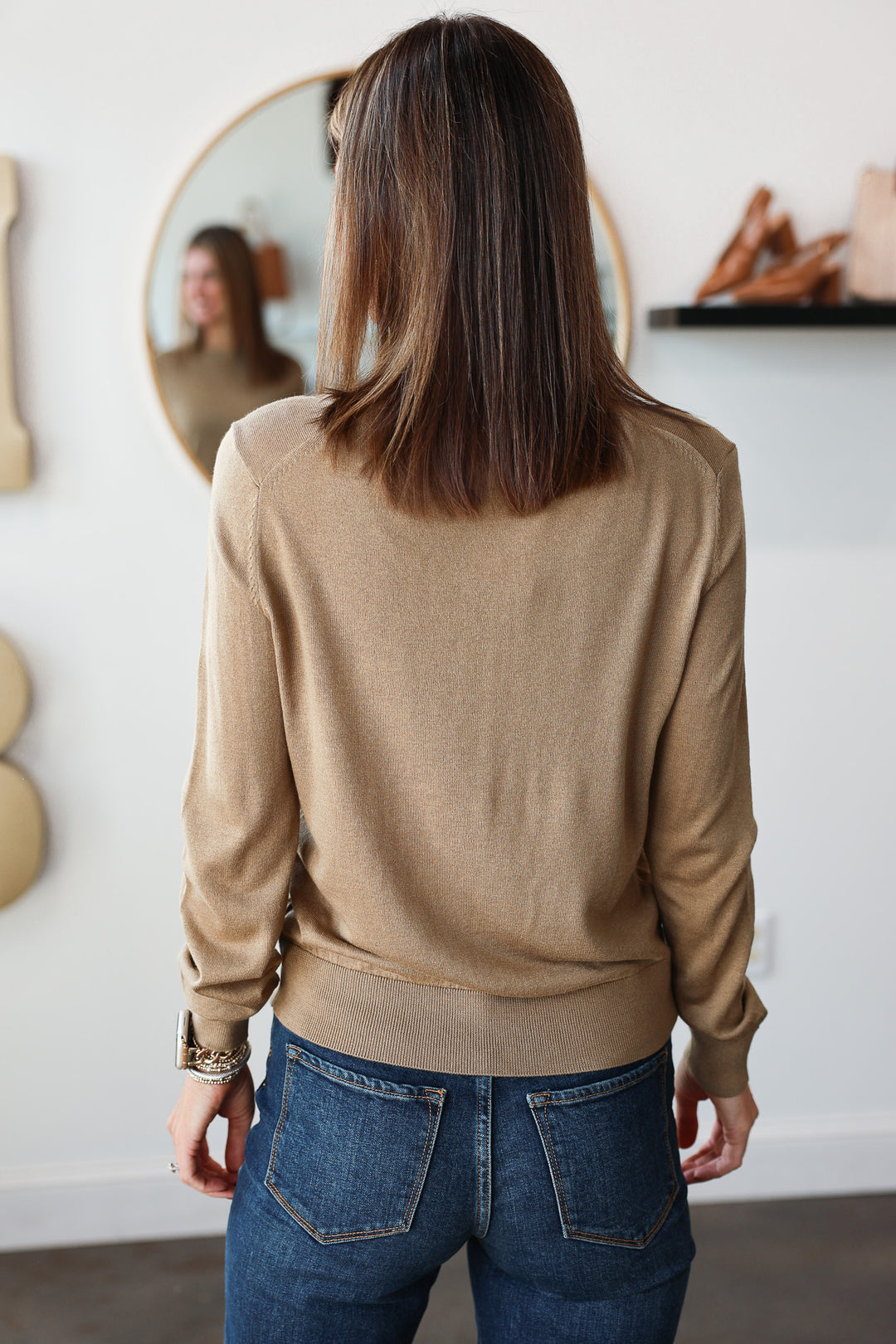 Long Sleeve Knit Sweater - Khaki