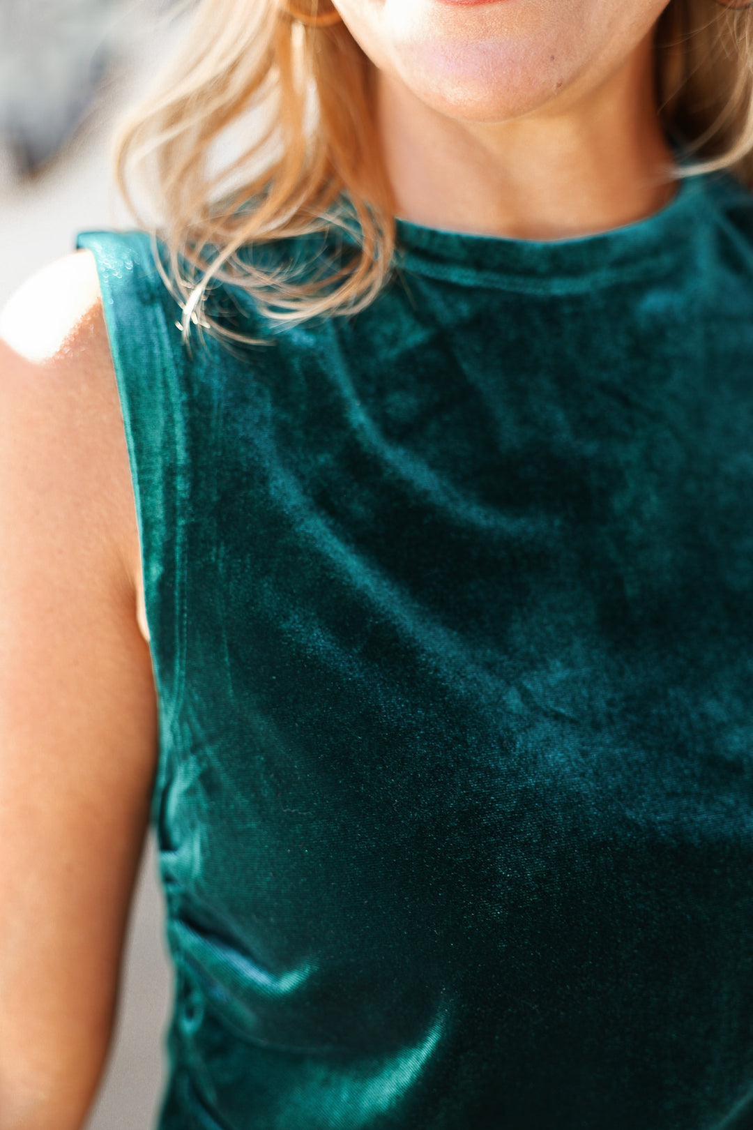 Asymmetrical Velvet Tank - Rainforest