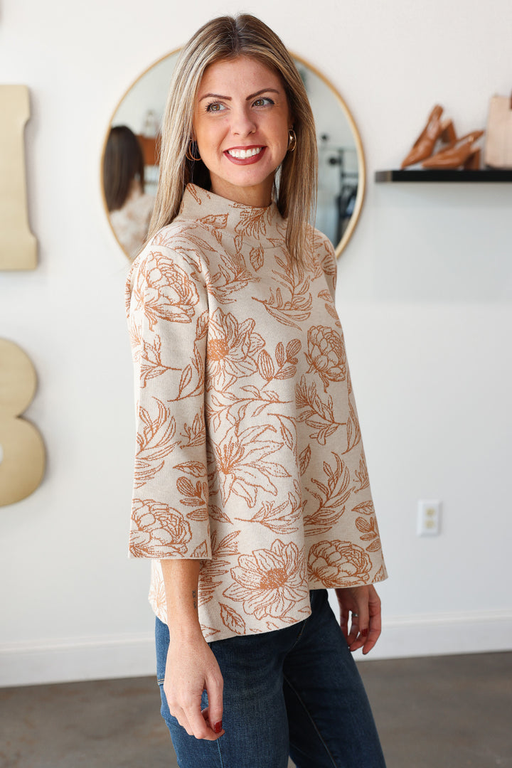 Fall Floral Sweater - Orange