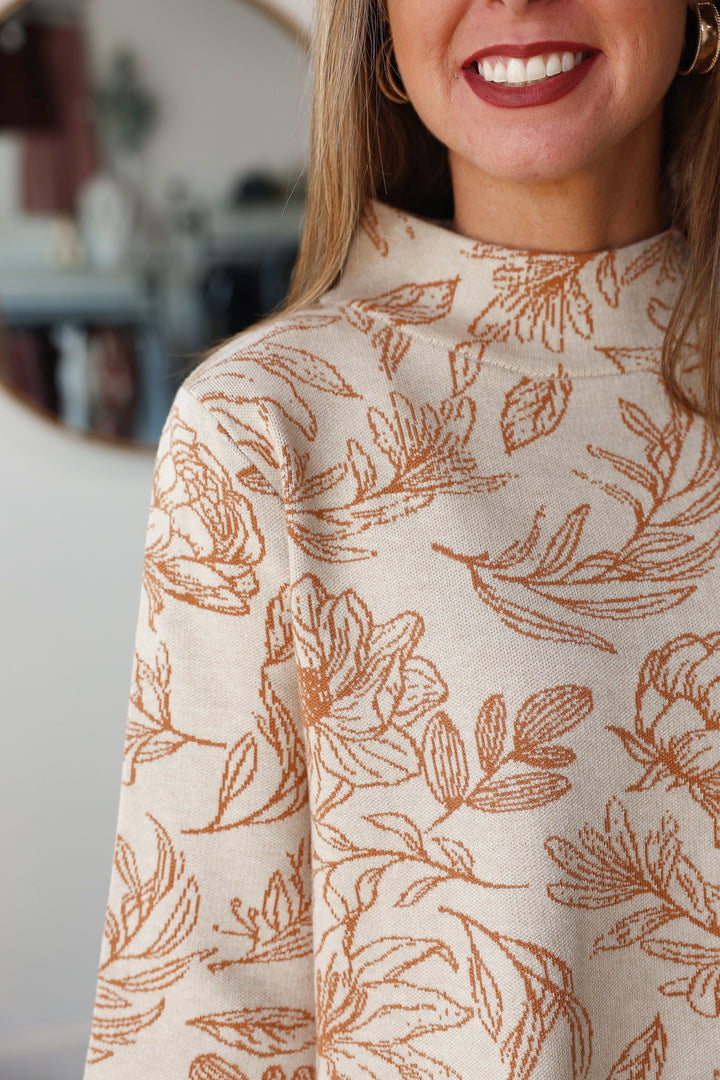 Fall Floral Sweater - Orange
