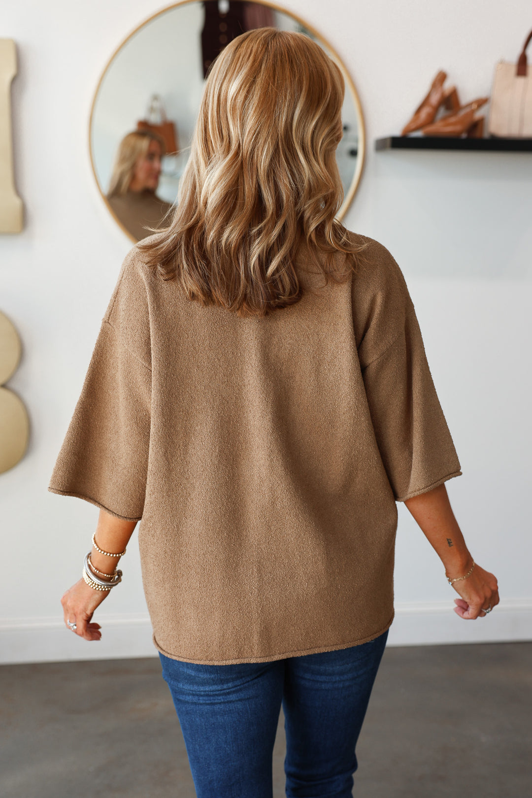 Mock Neck Knit Top - Twig