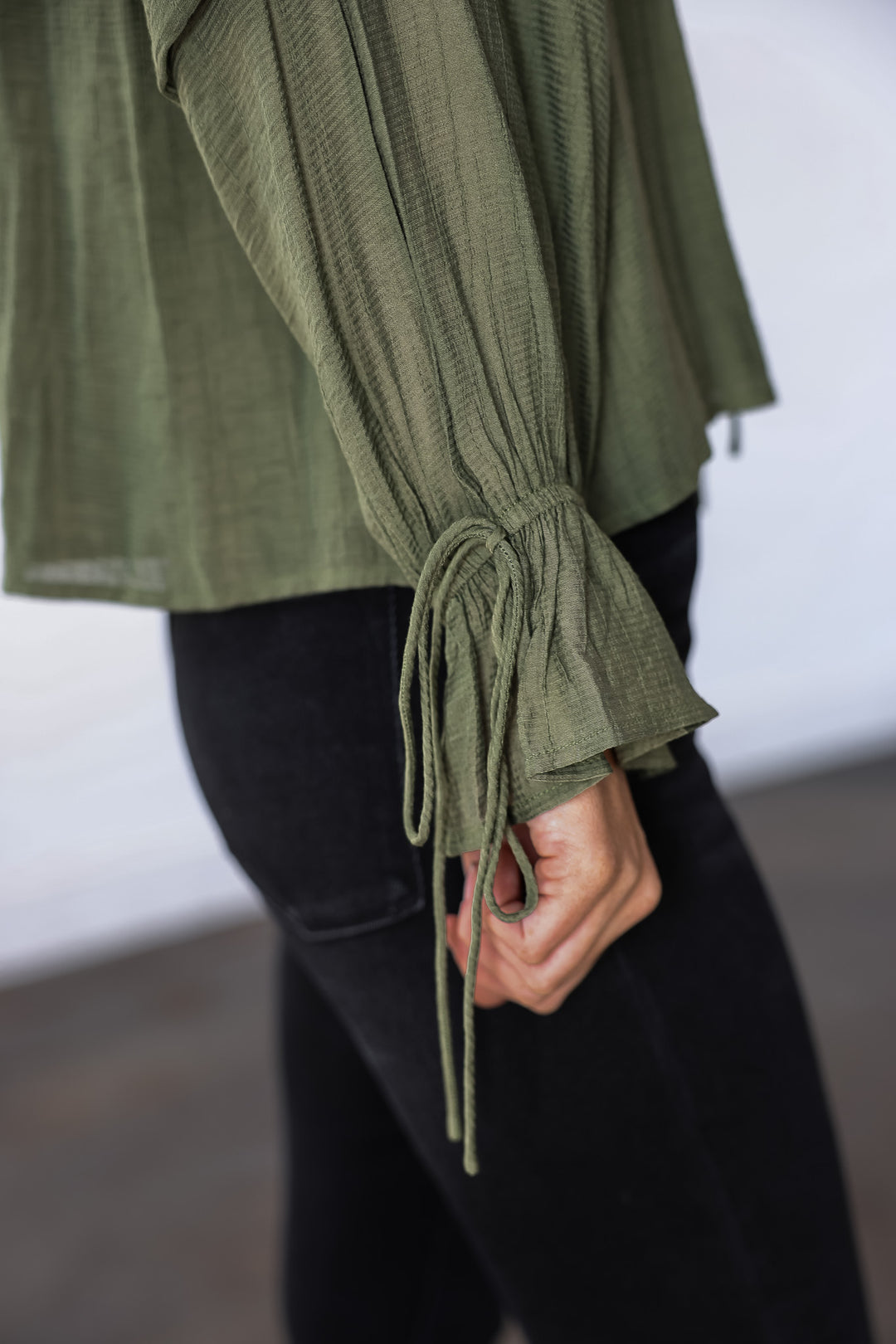 Ruffle Detail Top - Olive