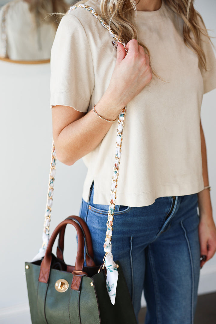 Crossbody Scarf Chain Strap - Ivory Rose