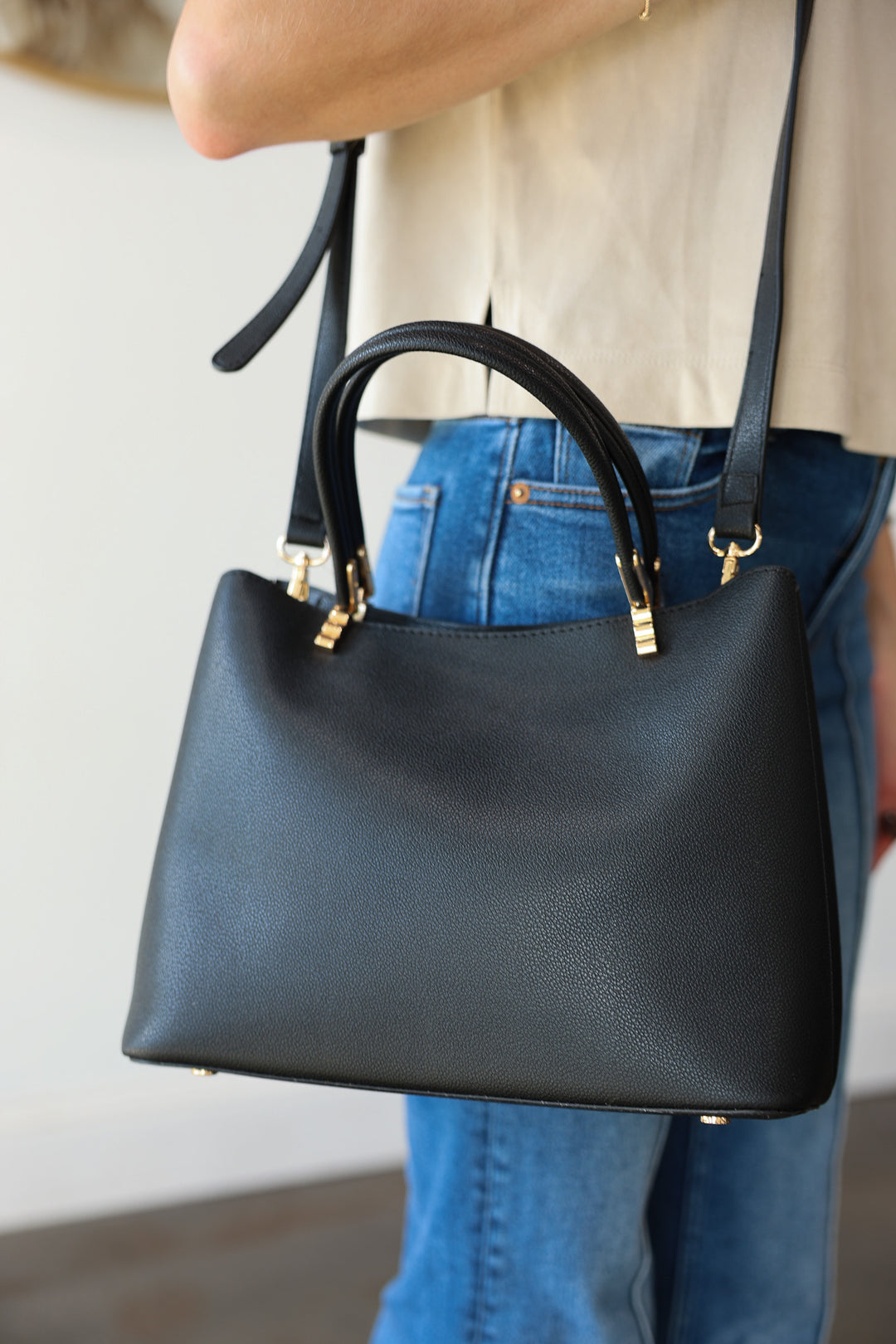 Structured Top Handle Handbag