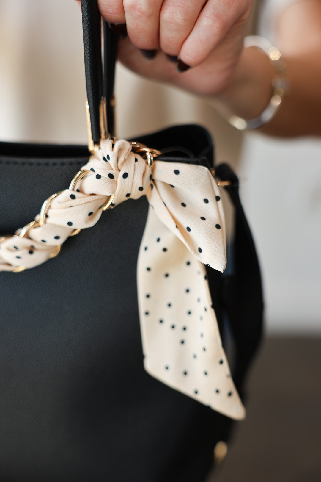 Bag Chain - Cream Polka Dot