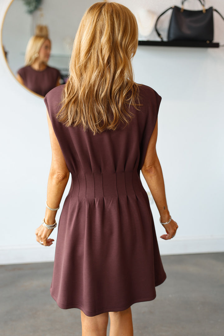 Cinched Waist Dress - Brown