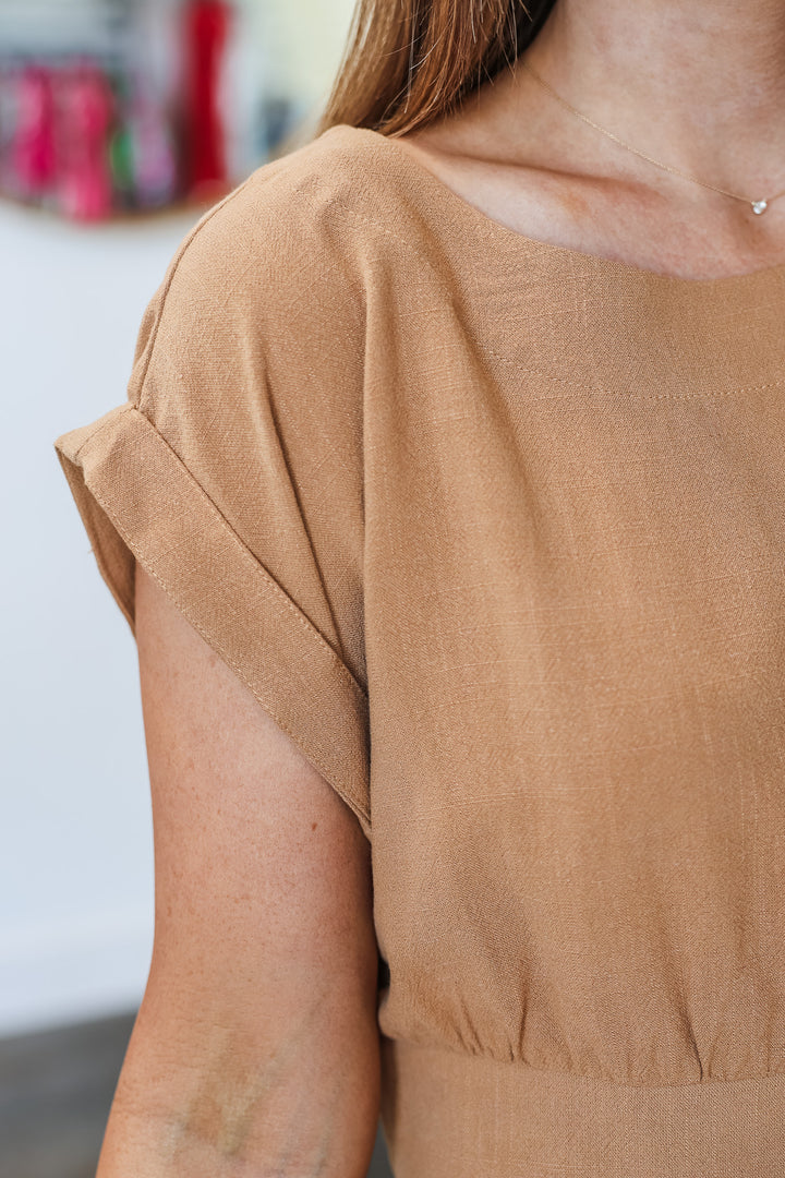 Linen Top/Skirt Set - Camel