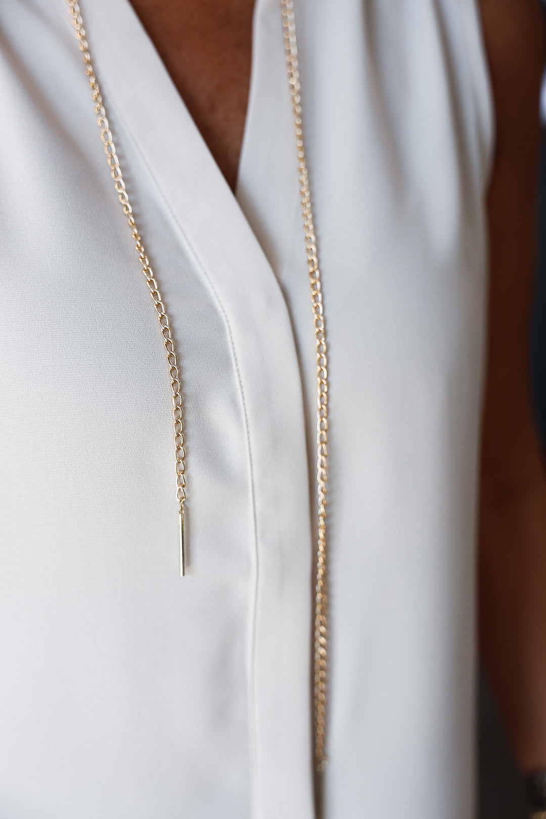 Chain Detail Sleeveless Blouse - Cream