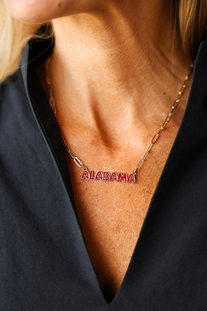 Alabama Puffy Nameplate Necklace