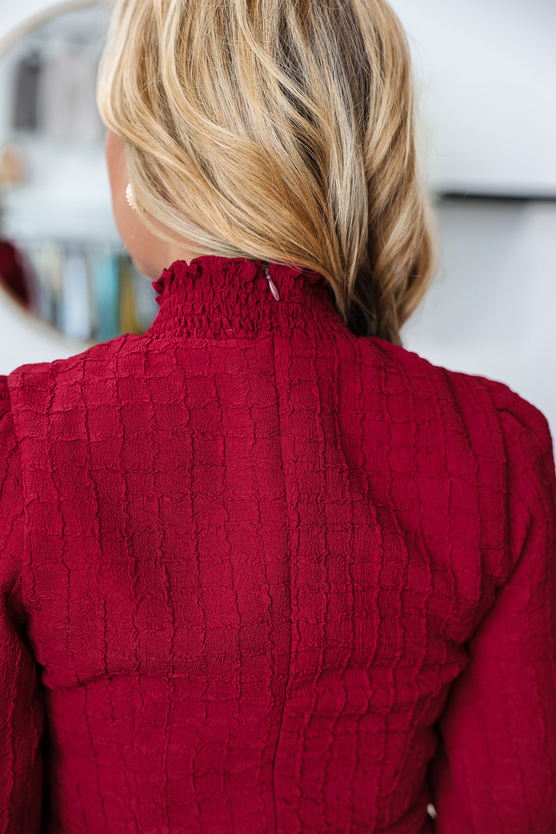 Textured Mini Dress - Red