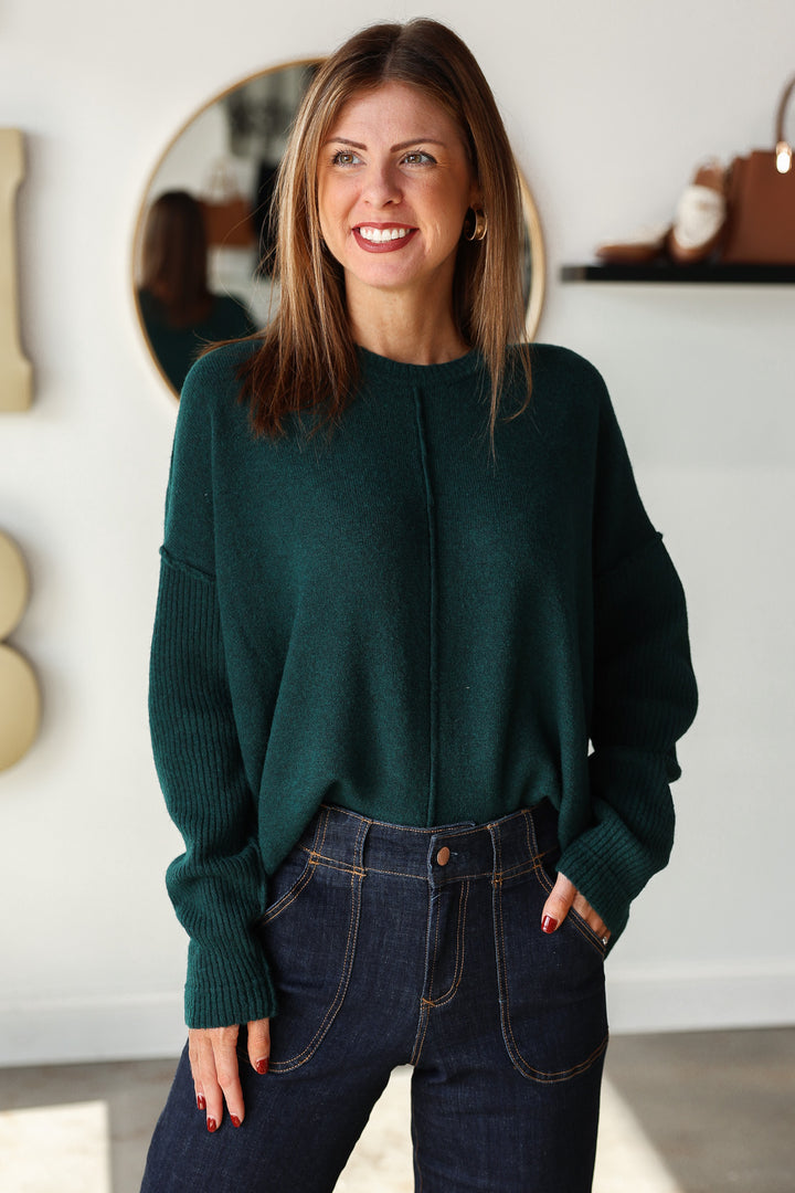 Front Seam Sweater - Green