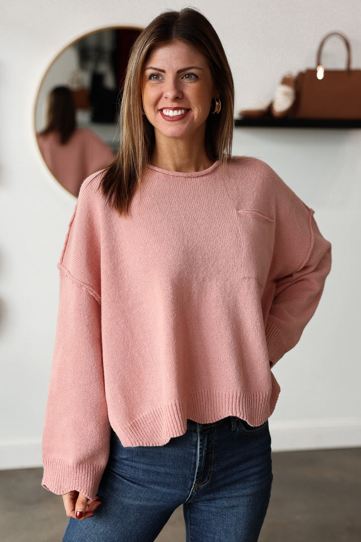 Front Pocket Sweater - Dusty Pink