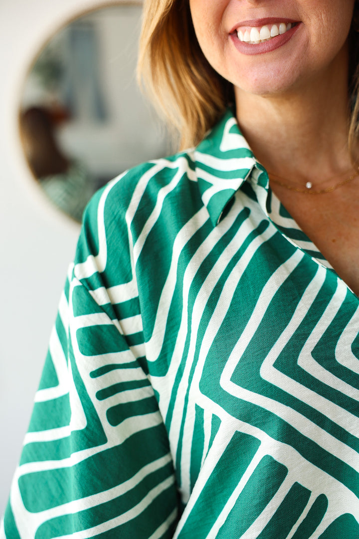 Abstract Print Top - Green