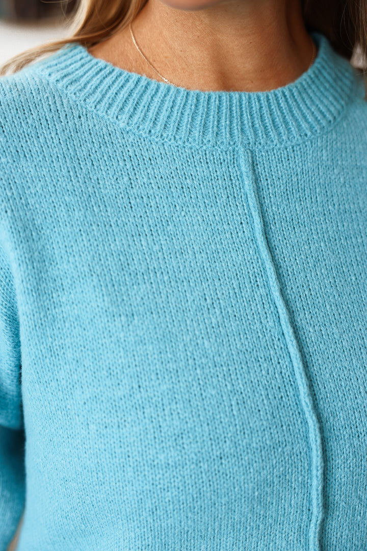 Front Seam Sweater - Turquoise