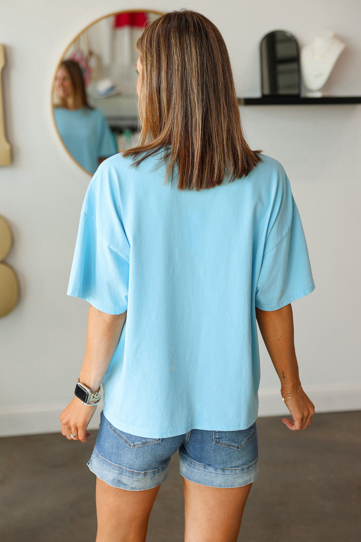 Oversized Boxy Tee - Sky