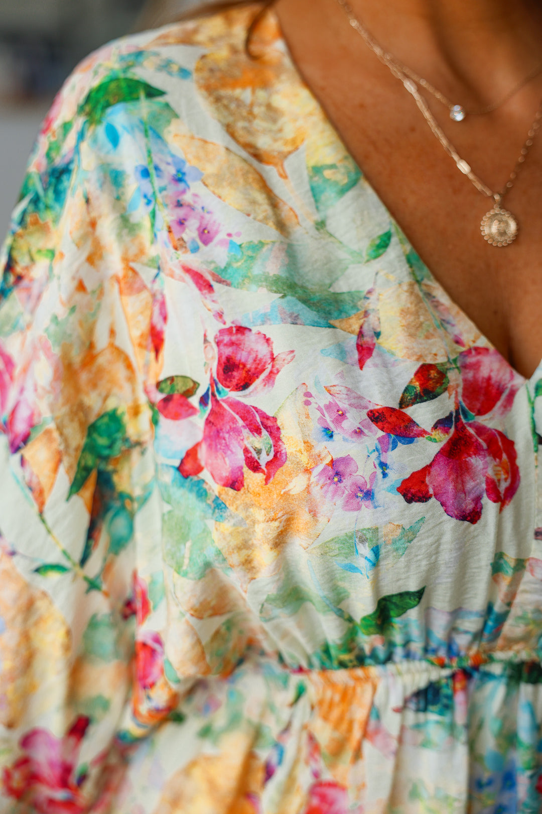 Ruched Sleeve Floral Dress
