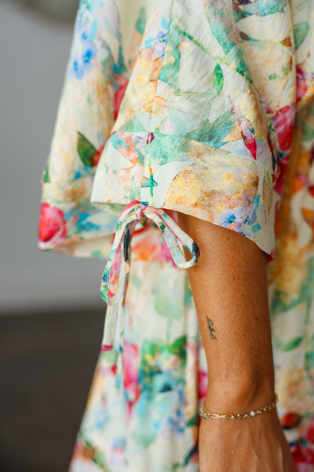 Ruched Sleeve Floral Dress
