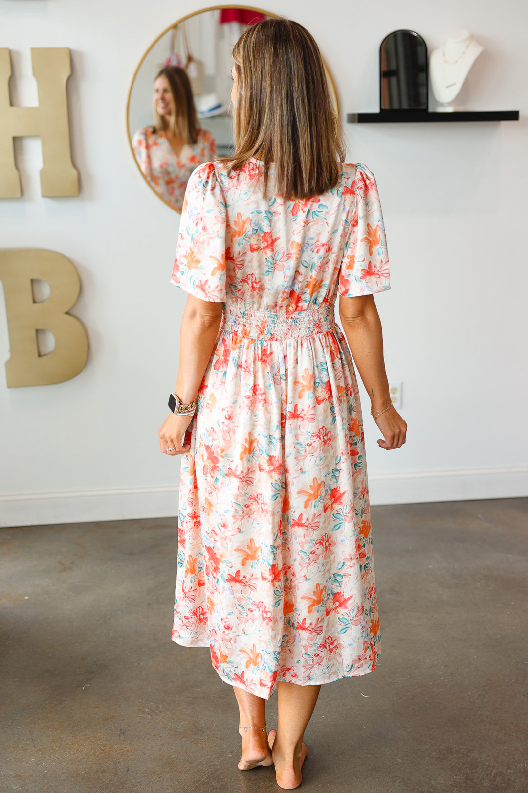 Floral Flutter Sleeve Dress