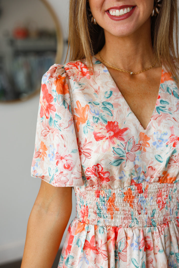 Floral Flutter Sleeve Dress