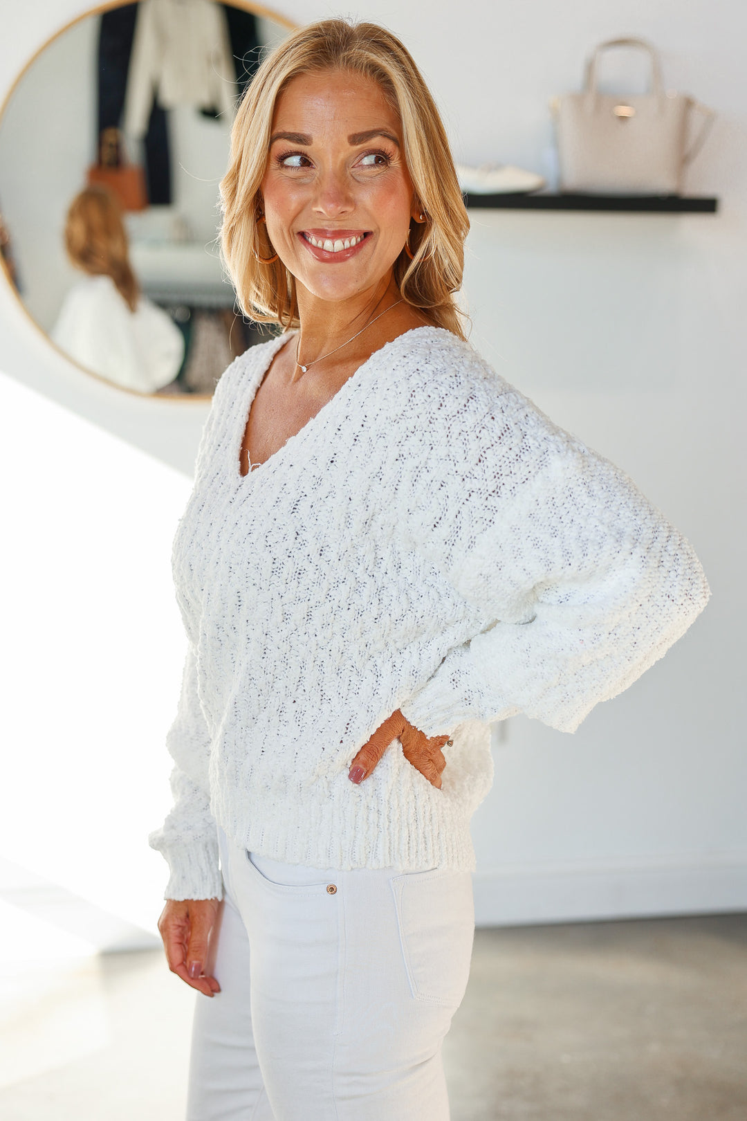 Textured Knit Sweater - Sea Salt