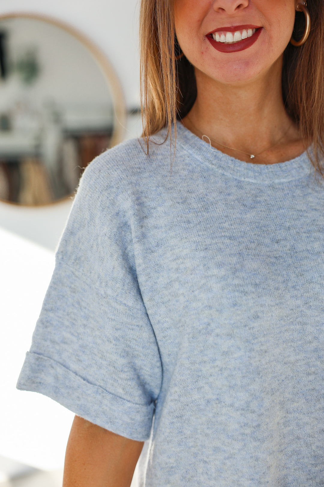 Cuffed Sleeve Sweater - Coastline Blue