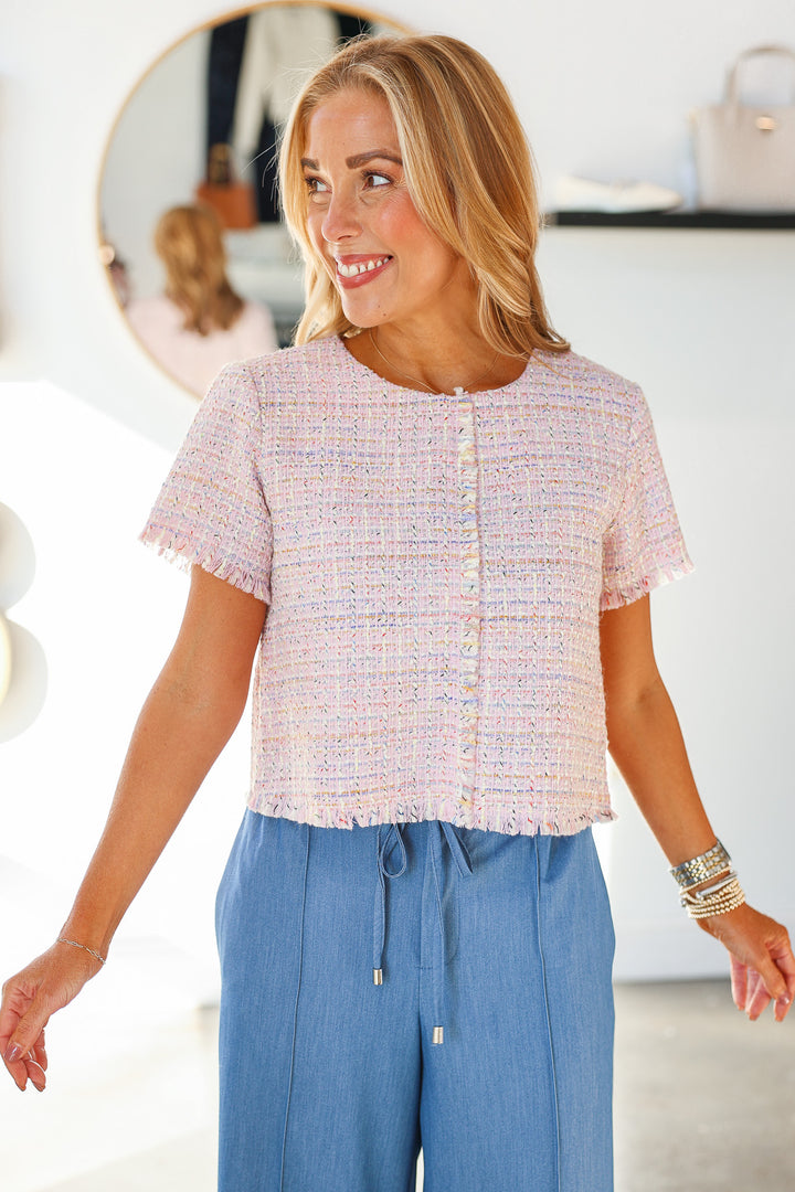 Steve Madden Addie Top - Blush Plaid