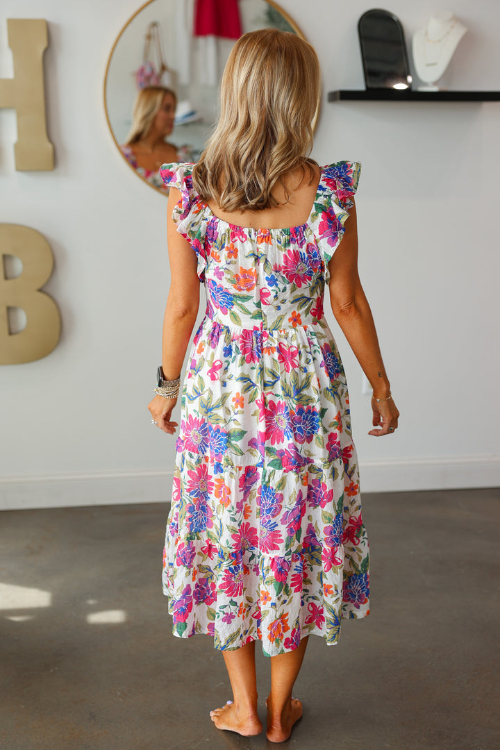 Flutter Sleeve Floral Dress