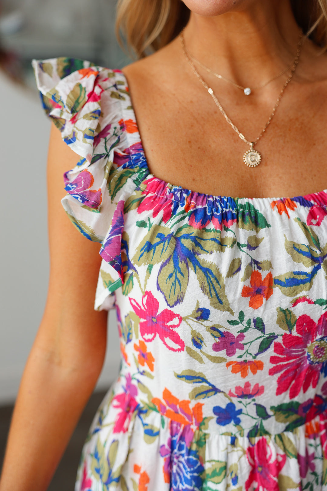 Flutter Sleeve Floral Dress