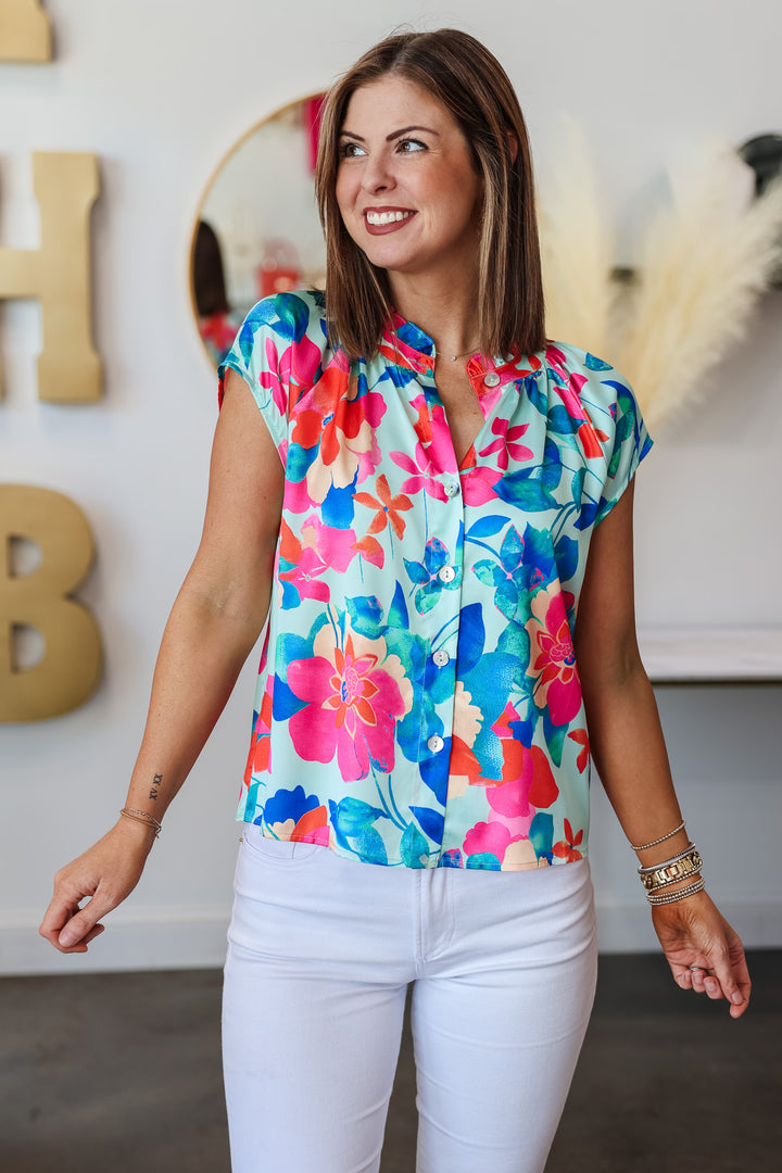 Silky Floral Top