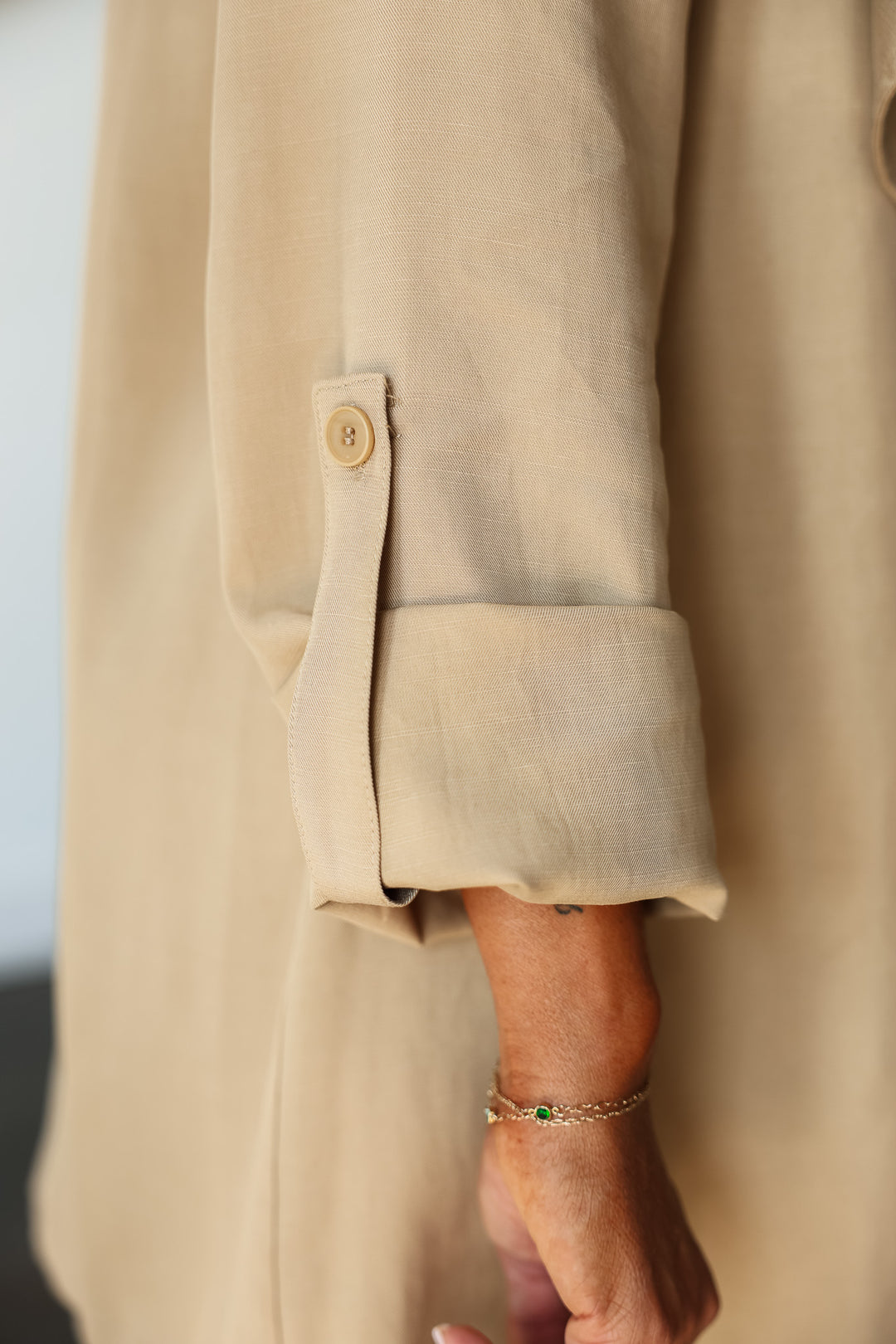 Tencel Drape Front Trench Coat - Latte