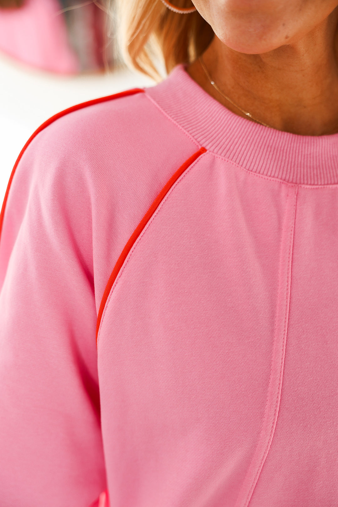 Piping Detail Sweatshirt - Pink