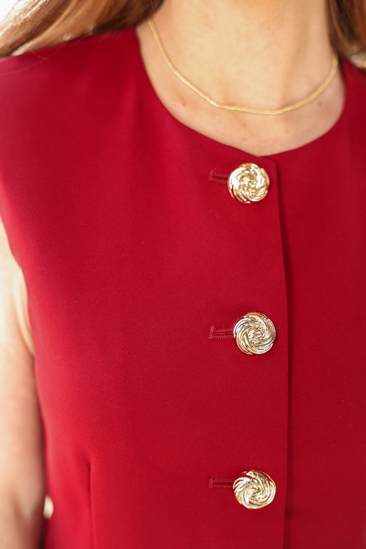 Button Down Dress - Burgundy