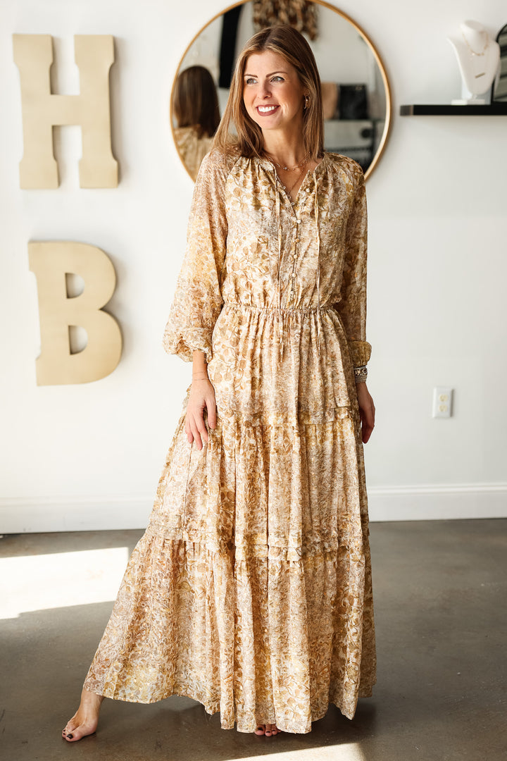 Chiffon Tie Neck Maxi Dress