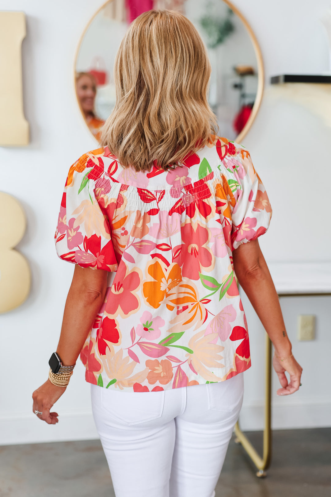 Button Front Floral Top